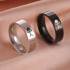 Stainless Steel Middle Finger Stickman Ring