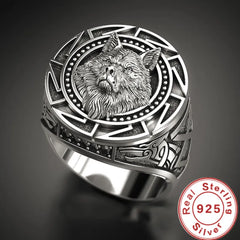 Retro Wolf Totem Sterling Silver Ring