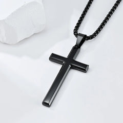 Black Cross Stainless Steel Pendant Necklace