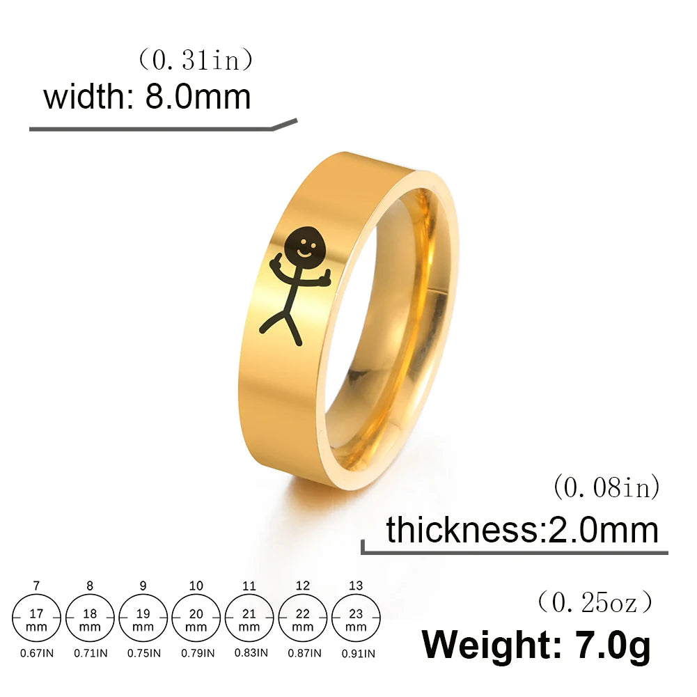 Stainless Steel Middle Finger Stickman Ring