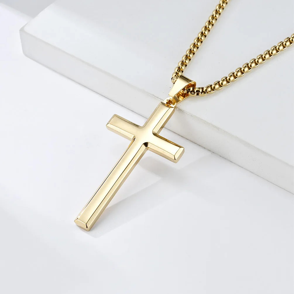 Black Cross Stainless Steel Pendant Necklace