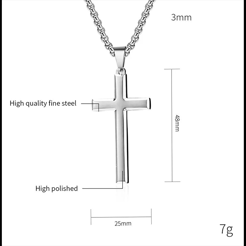 Black Cross Stainless Steel Pendant Necklace