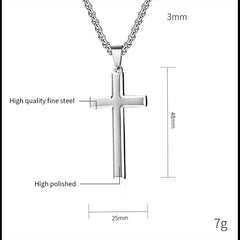 Black Cross Stainless Steel Pendant Necklace