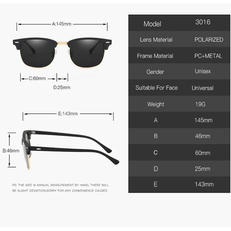 Half Frame Polarized Sunglasses