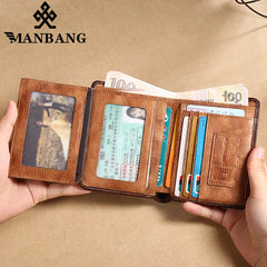 Manbang RFID Leather Trifold Wallet